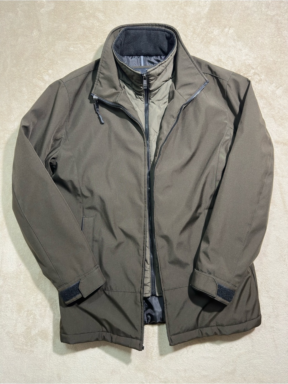 Weatherproof Men’s Insulated 2-in-1 Jacket Charcoal Fleece Collar Full Zip